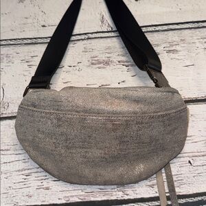 Aimee Kestenberg Stylish Gray metallic textile fanny pack